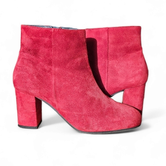 Eric Michael Arco Red Suede Chunky Heel Ankle Boots Size 36/5 - Picture 3 of 12